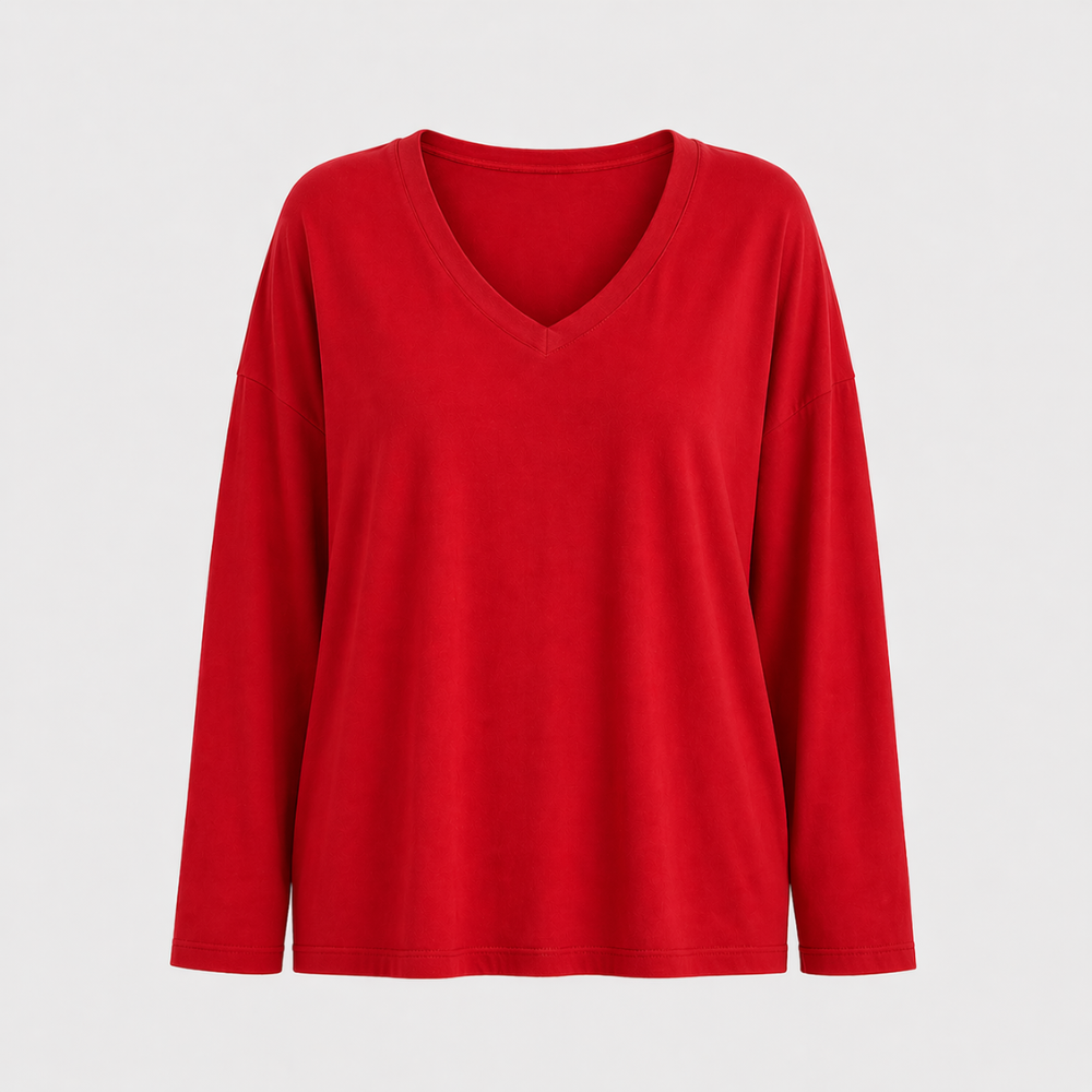 Women’s relaxed v-neck long sleeve blouse Fashion Grand