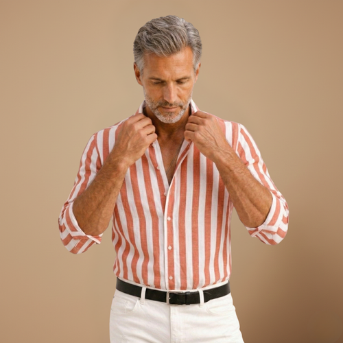 Men's striped long sleeve shirt with slim fit design Fashion Grand