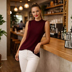 Women's asymmetrical draped sleeveless blouse Fashion Grand