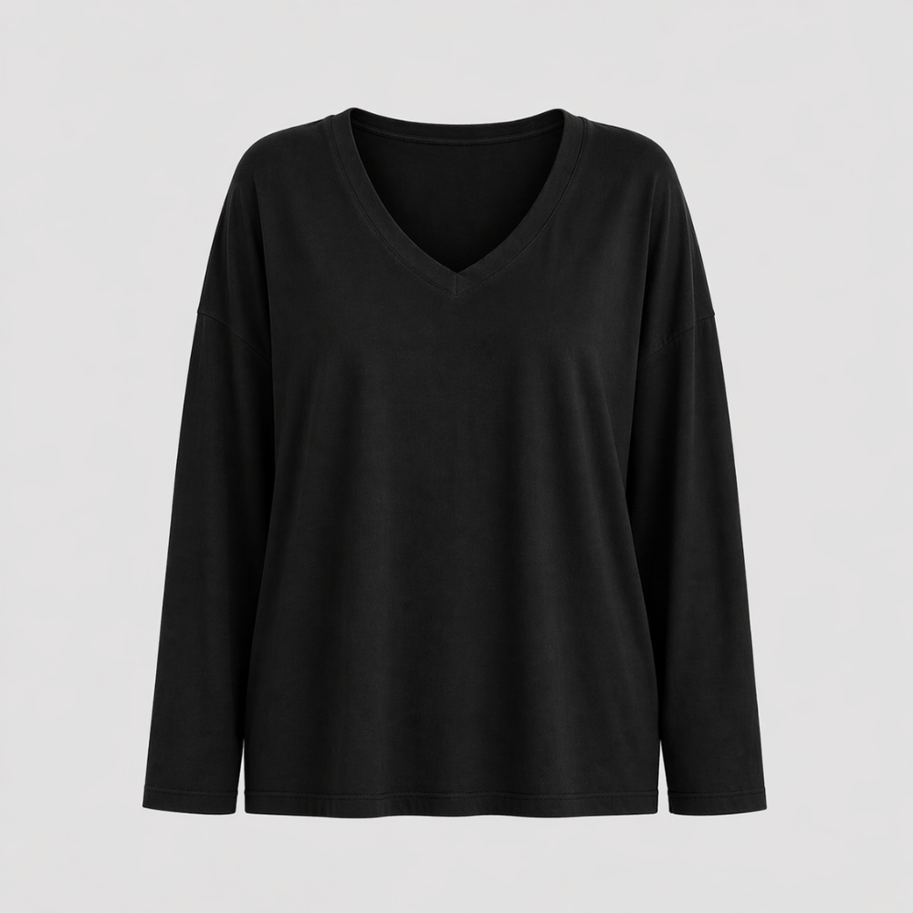 Women’s relaxed v-neck long sleeve blouse Fashion Grand