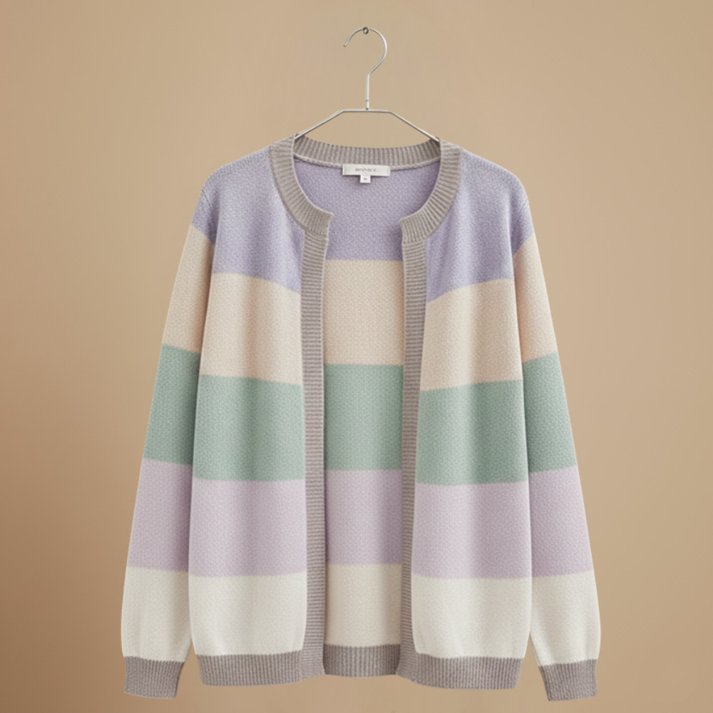 Women's knitted striped open cardigan Fashion Grand