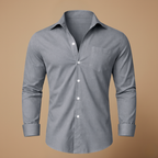 Men's casual slim fit long sleeve shirt with button closure Fashion Grand