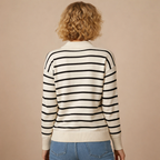 Women's Striped Polo Collar Knit Sweater Fashion Grand