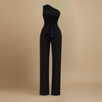 Women’s elegant one-shoulder jumpsuit with waist tie Fashion Grand