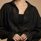 Women's loose collar blouse long sleeve flare cuff Fashion Grand