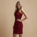 Women’s one shoulder mini dress bodycon with asymmetrical hem Fashion Grand