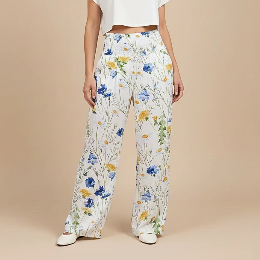 Women's Wide Leg Summer Print Trousers Fashion Grand