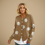 Daisy Embroidered Button-Up Cardigan for Women Fashion Grand