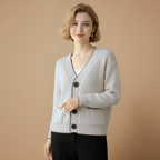 Women's knit cardigan button front layering fit Fashion Grand