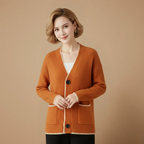 Women's knit cardigan button front layering fit Fashion Grand