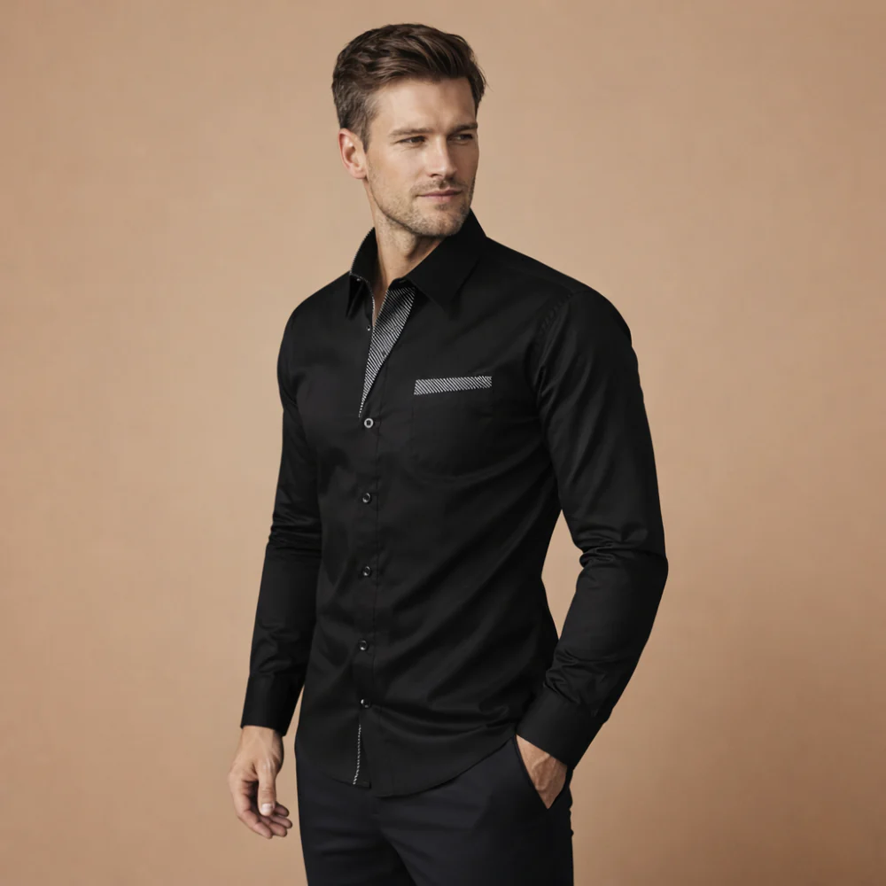 Men’s slim fit long sleeve shirt for casual wear and refined style Fashion Grand