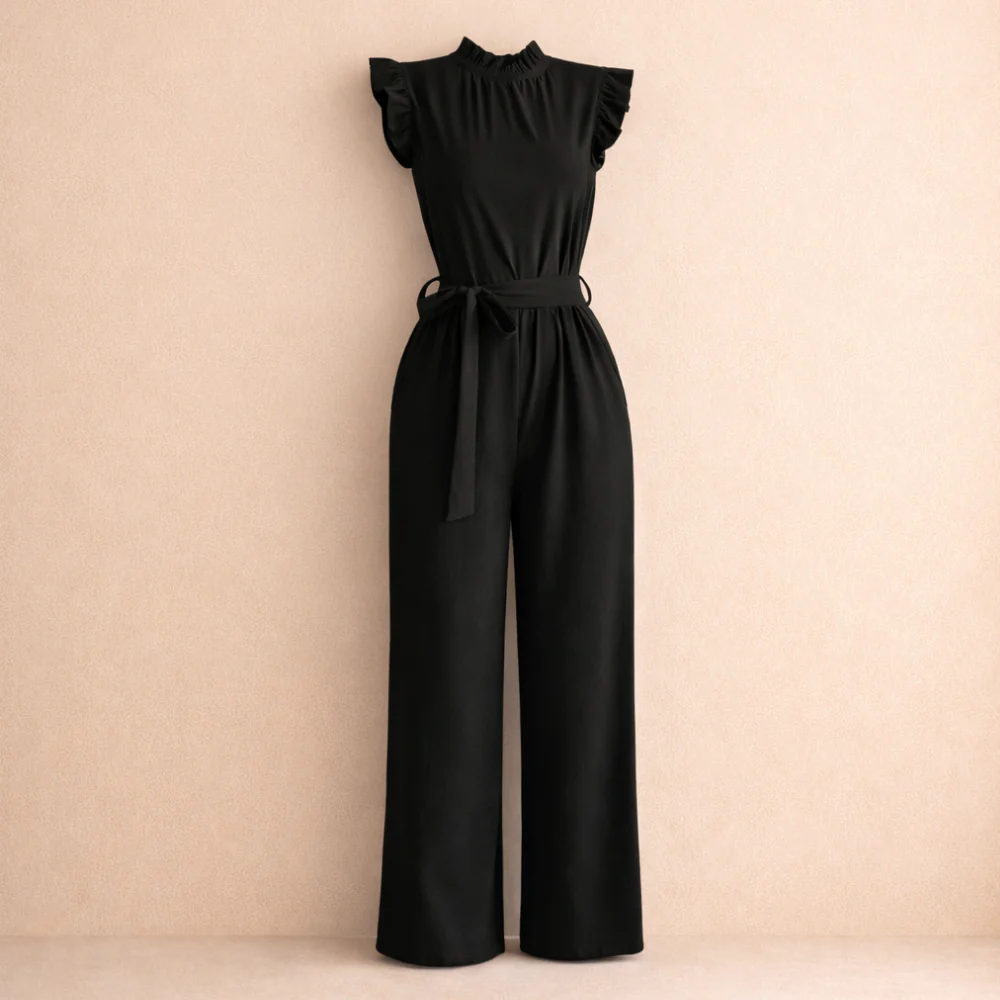 Women’s elegant sleeveless jumpsuit with waist belt Fashion Grand
