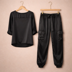 Women’s relaxed set with long-sleeved top and loose-fit pants Fashion Grand