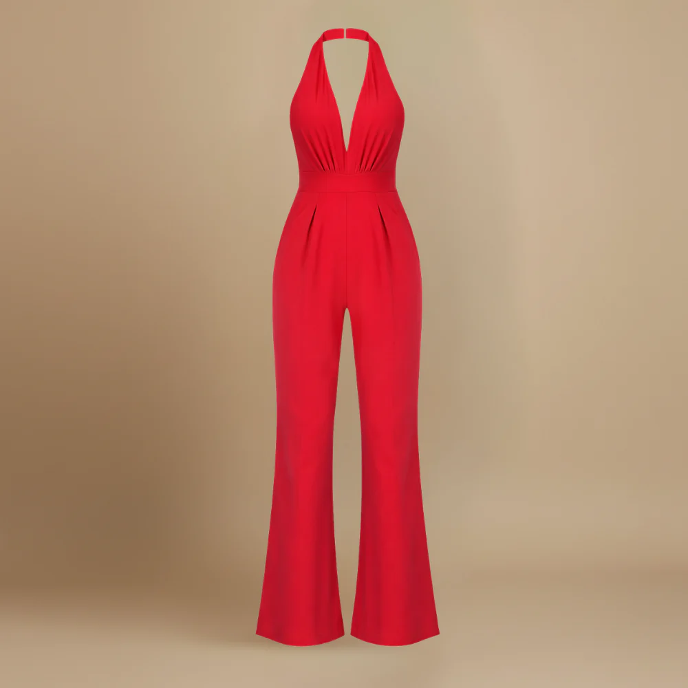 Women’s casual wide-leg jumpsuit with halter back Fashion Grand