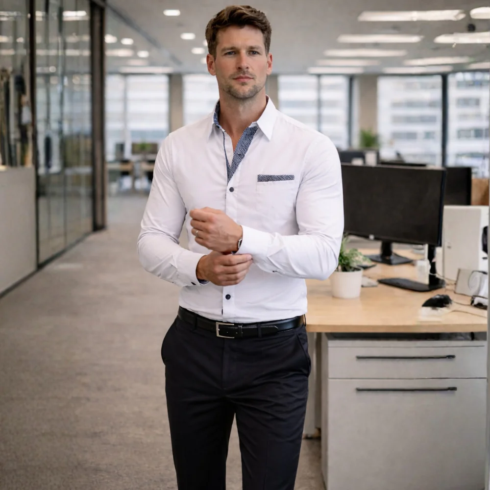 Men’s slim fit long sleeve shirt for casual wear and refined style Fashion Grand