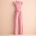 Women’s elegant sleeveless jumpsuit with waist belt Fashion Grand