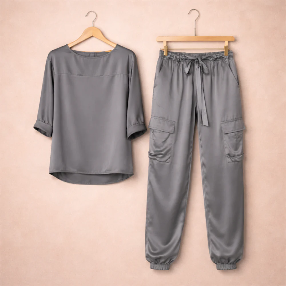 Women’s relaxed set with long-sleeved top and loose-fit pants Fashion Grand