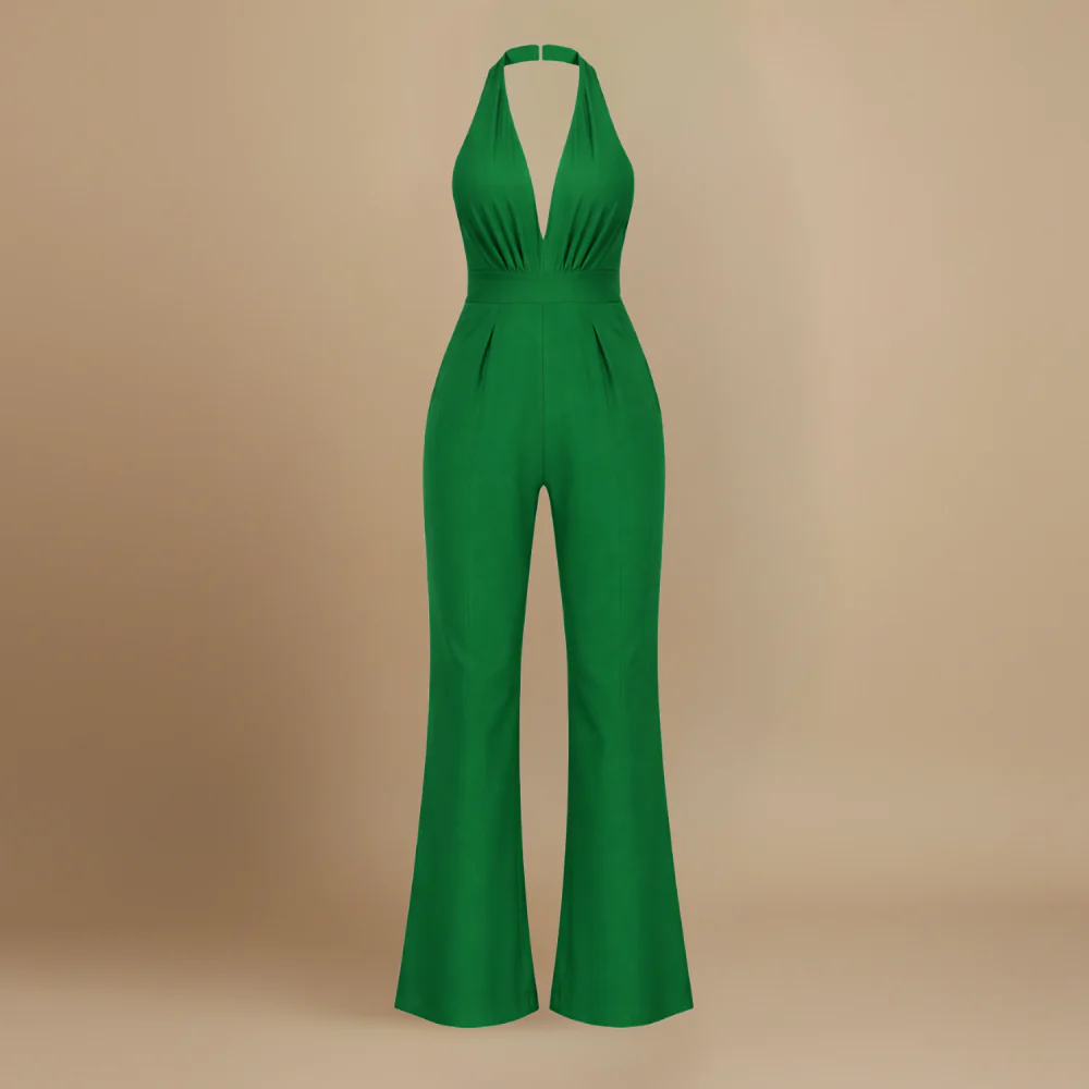 Women’s casual wide-leg jumpsuit with halter back Fashion Grand