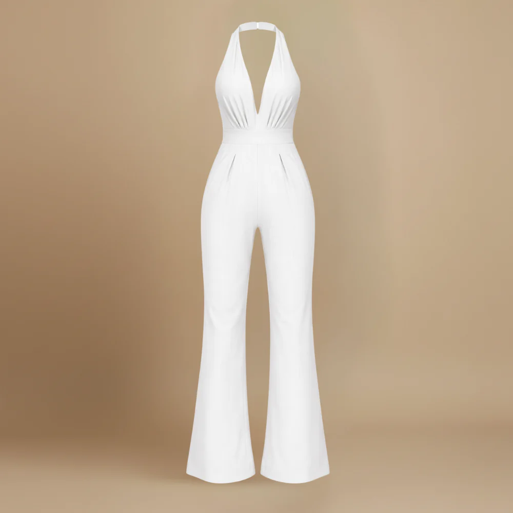 Women’s casual wide-leg jumpsuit with halter back Fashion Grand