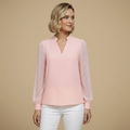 Women's V-Neck Long Sleeve Detail Blouse Fashion Grand