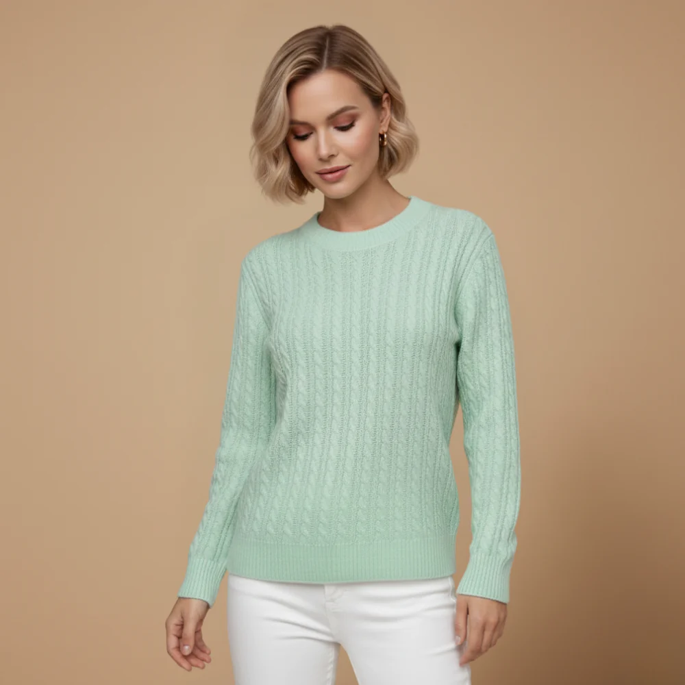 Women’s round neck long sleeve knit sweater