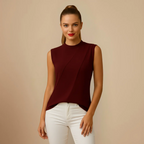 Women's Sleeveless Asymmetrical Draped Blouse Fashion Grand