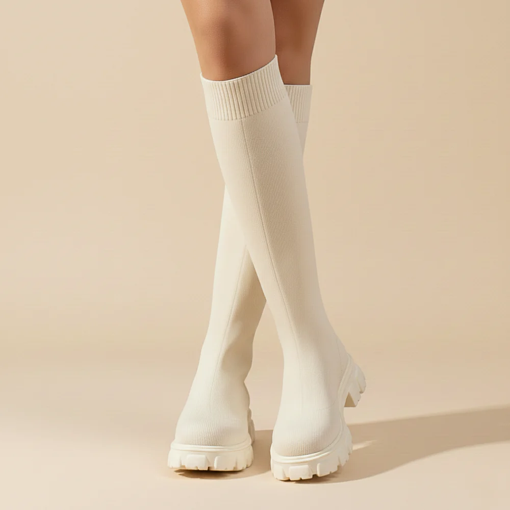 Women's elasticated mid calf boots Fashion Grand
