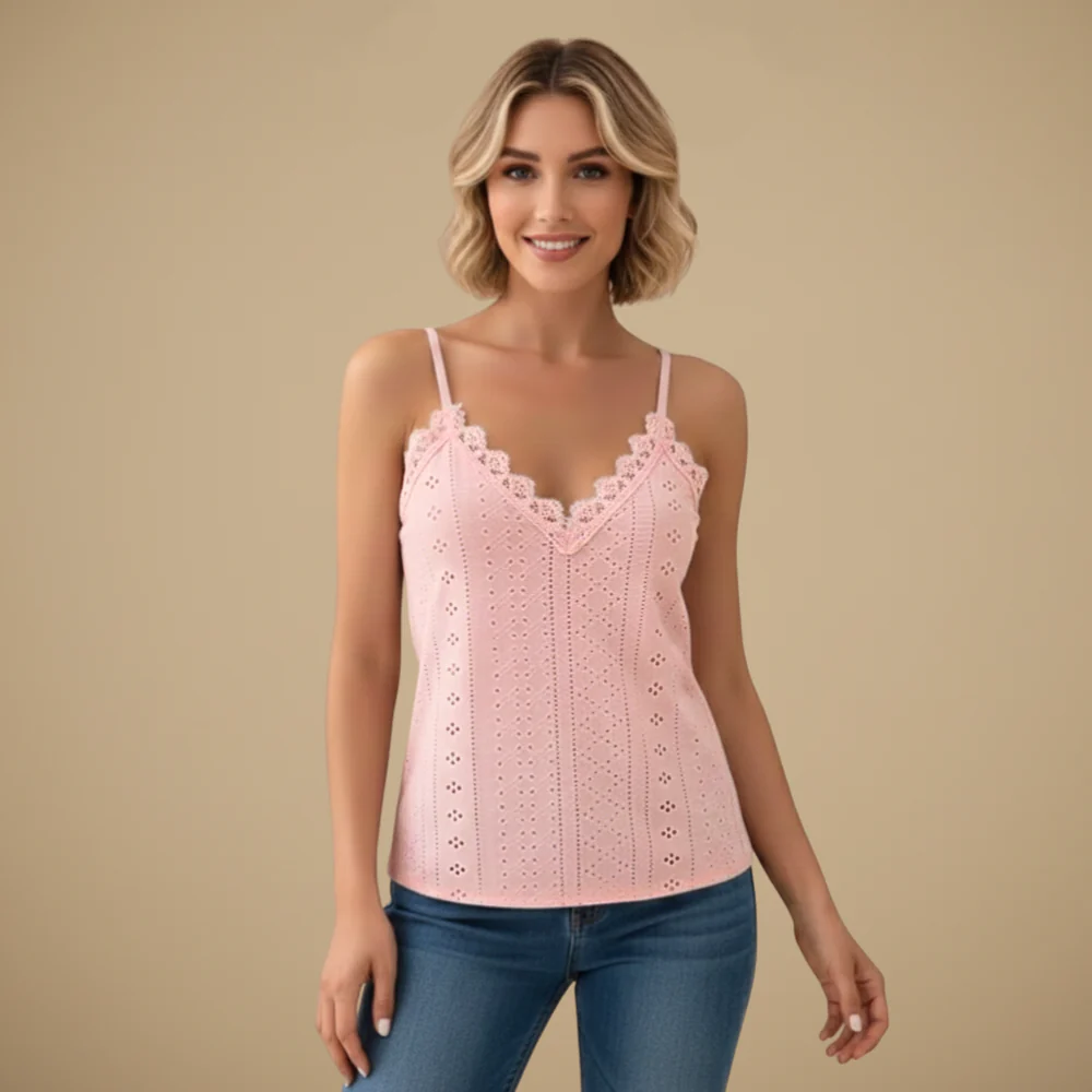 Lace Trim V-Neck Cropped Camisole Fashion Grand