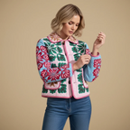 Women's Quilted Jacket with Floral Print Fashion Grand