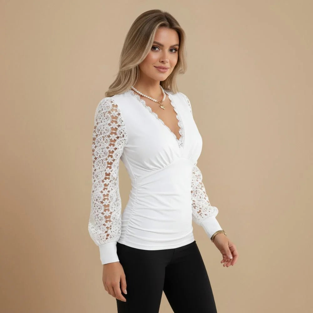 Women’s long sleeve lace v-neck blouse