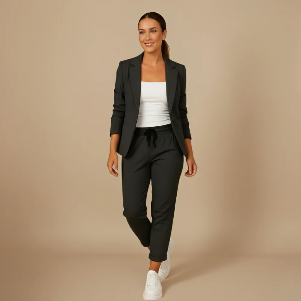 Women's Office Blazer Jogging Trousers Set Fashion Grand