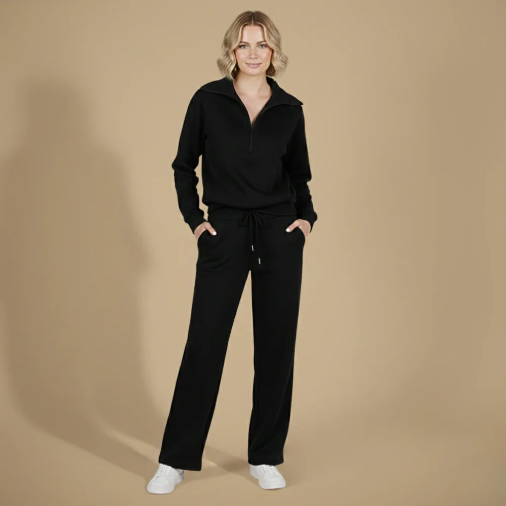 Women's casual quarter zip-up tracksuit set