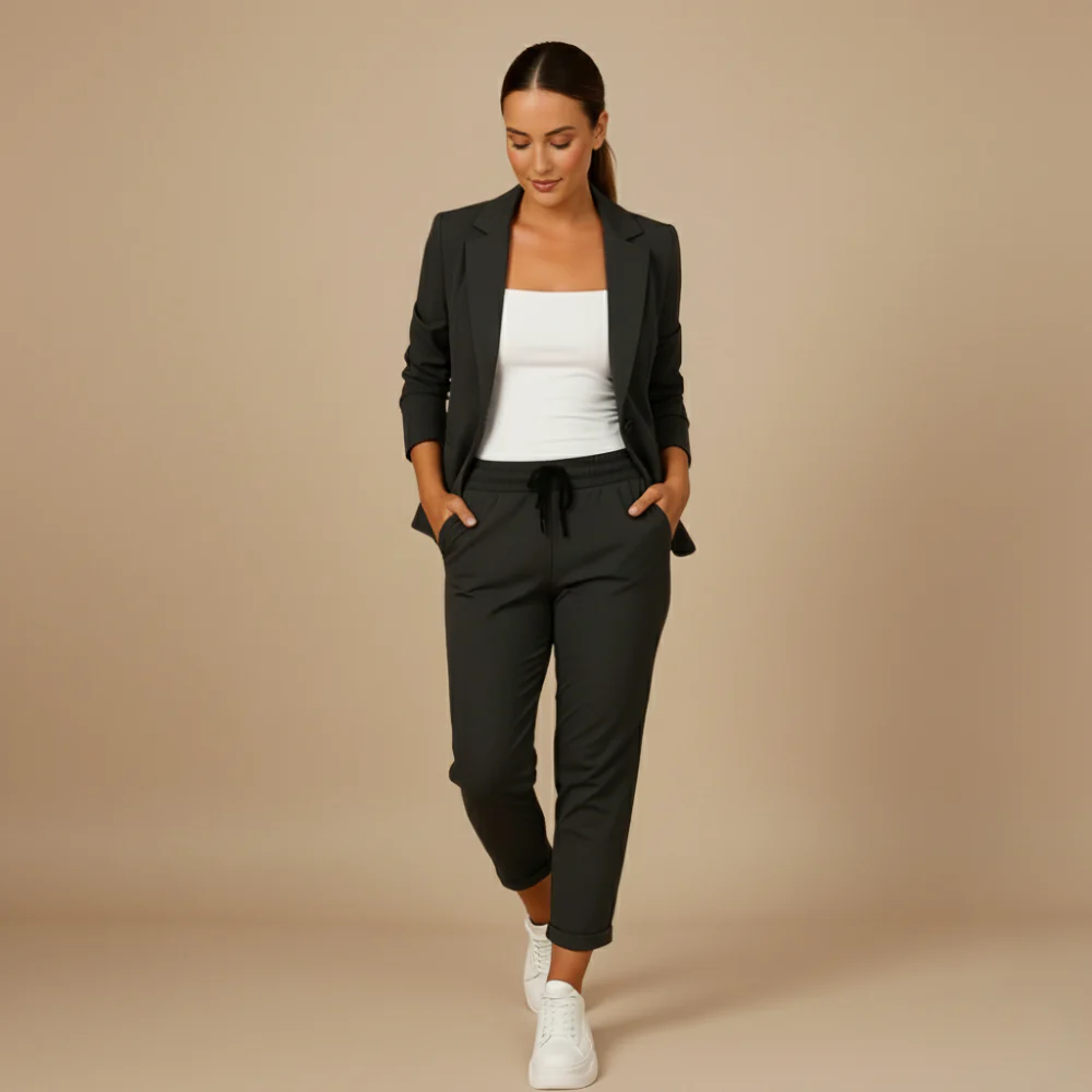 Women's Office Blazer Jogging Trousers Set Fashion Grand