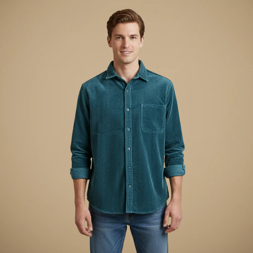 Men's Vintage Long Sleeve Corduroy Shirt Fashion Grand