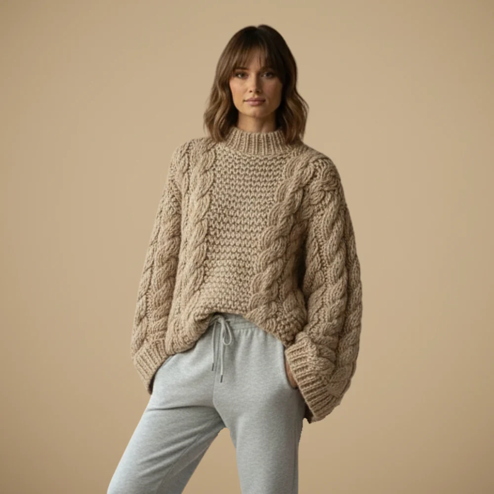 Women's Chunky Cable Pattern Sweater Fashion Grand
