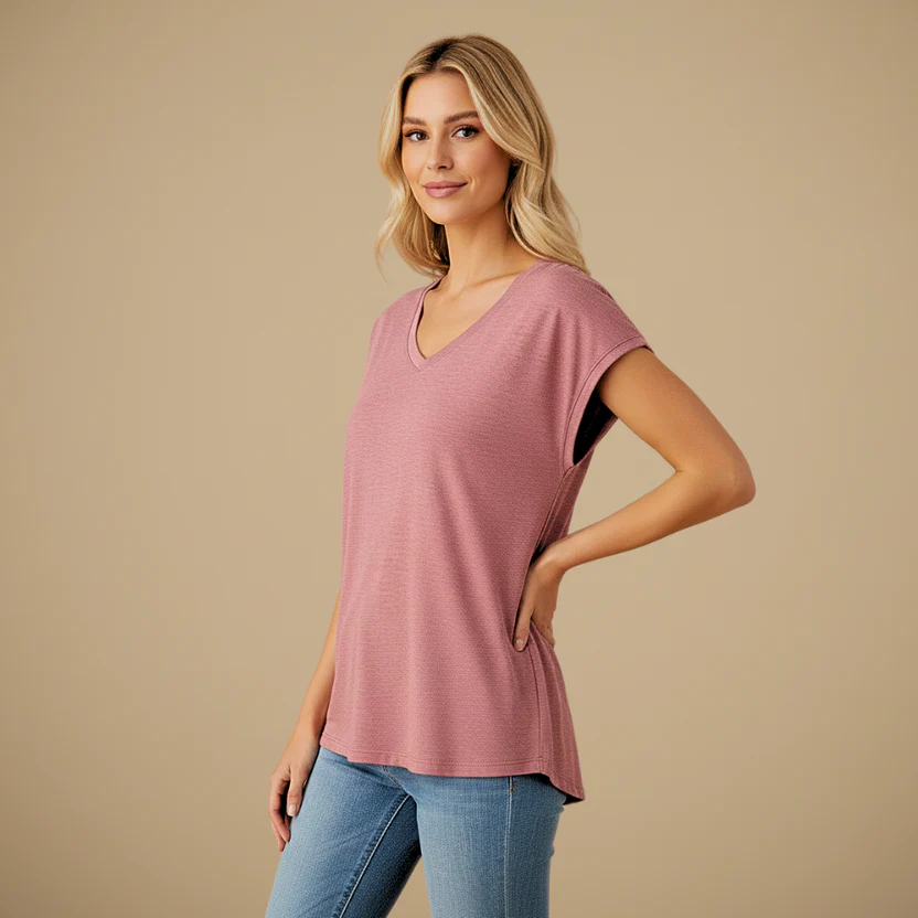 Casual V-Neck Short Sleeve Women's Top Fashion Grand