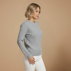 Women’s round neck long sleeve knit sweater