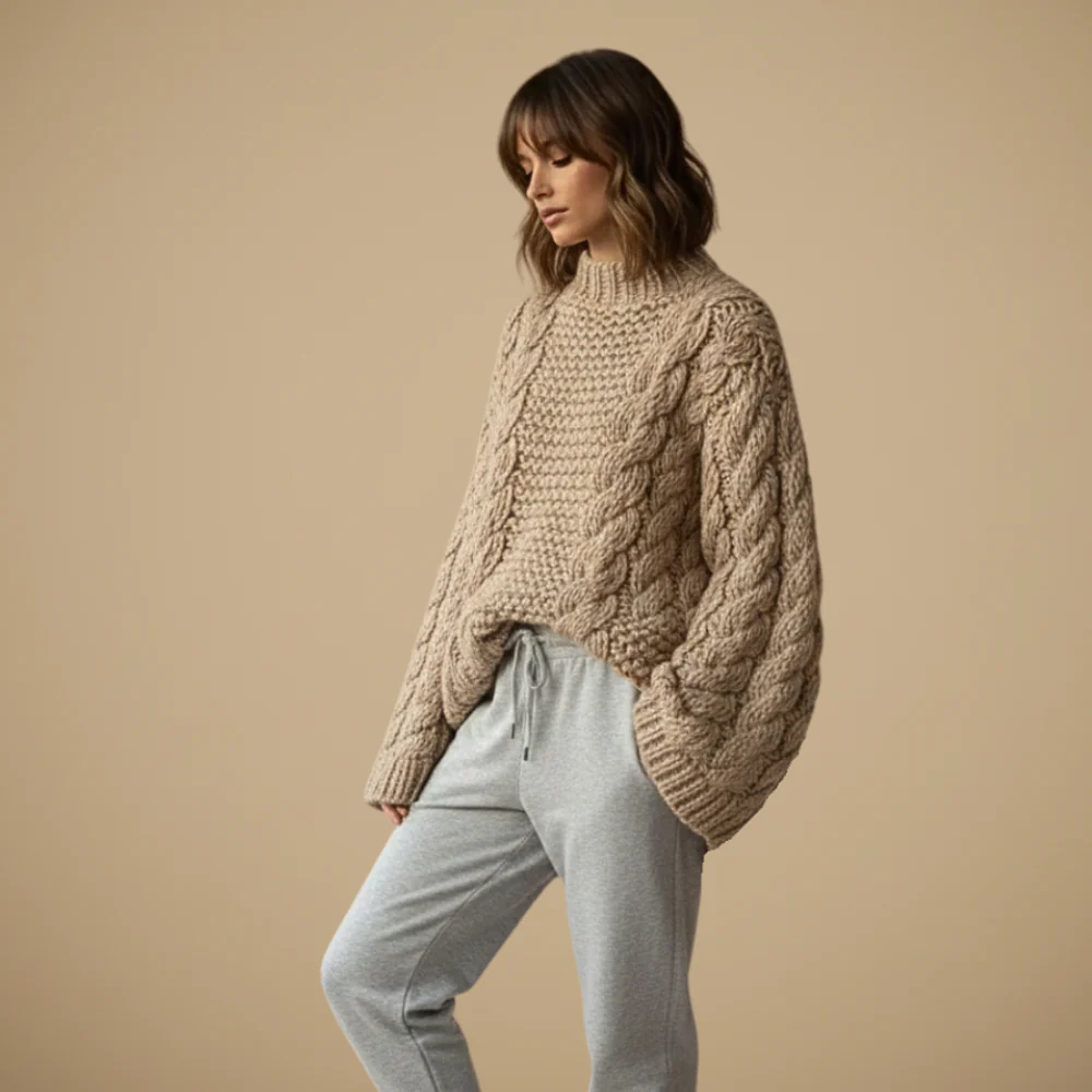 Women's Chunky Cable Pattern Sweater Fashion Grand