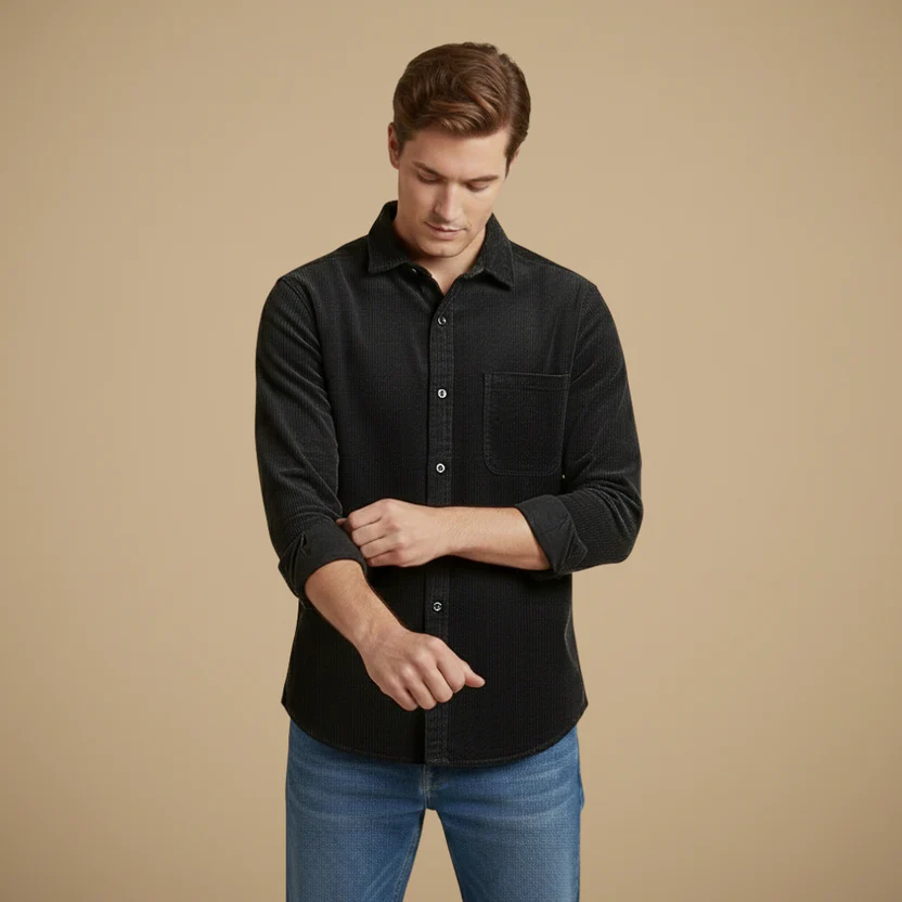 Men's Vintage Long Sleeve Corduroy Shirt Fashion Grand