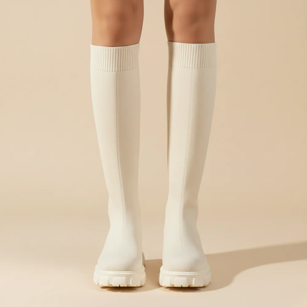 Women's elasticated mid calf boots Fashion Grand