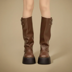 Women's buckle detail platform boots Fashion Grand