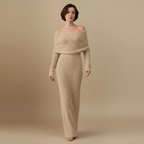 Women’s maxi dress off shoulder long sleeve elegant shape Fashion Grand