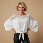 Women's lace blouse long sleeve crochet detail Fashion Grand