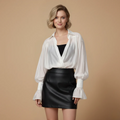 Women's loose collar blouse long sleeve flare cuff Fashion Grand
