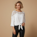 Women's lace blouse long sleeve crochet detail Fashion Grand