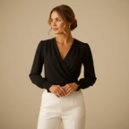Women V Neck Long Lantern Sleeve Blouse Fashion Grand