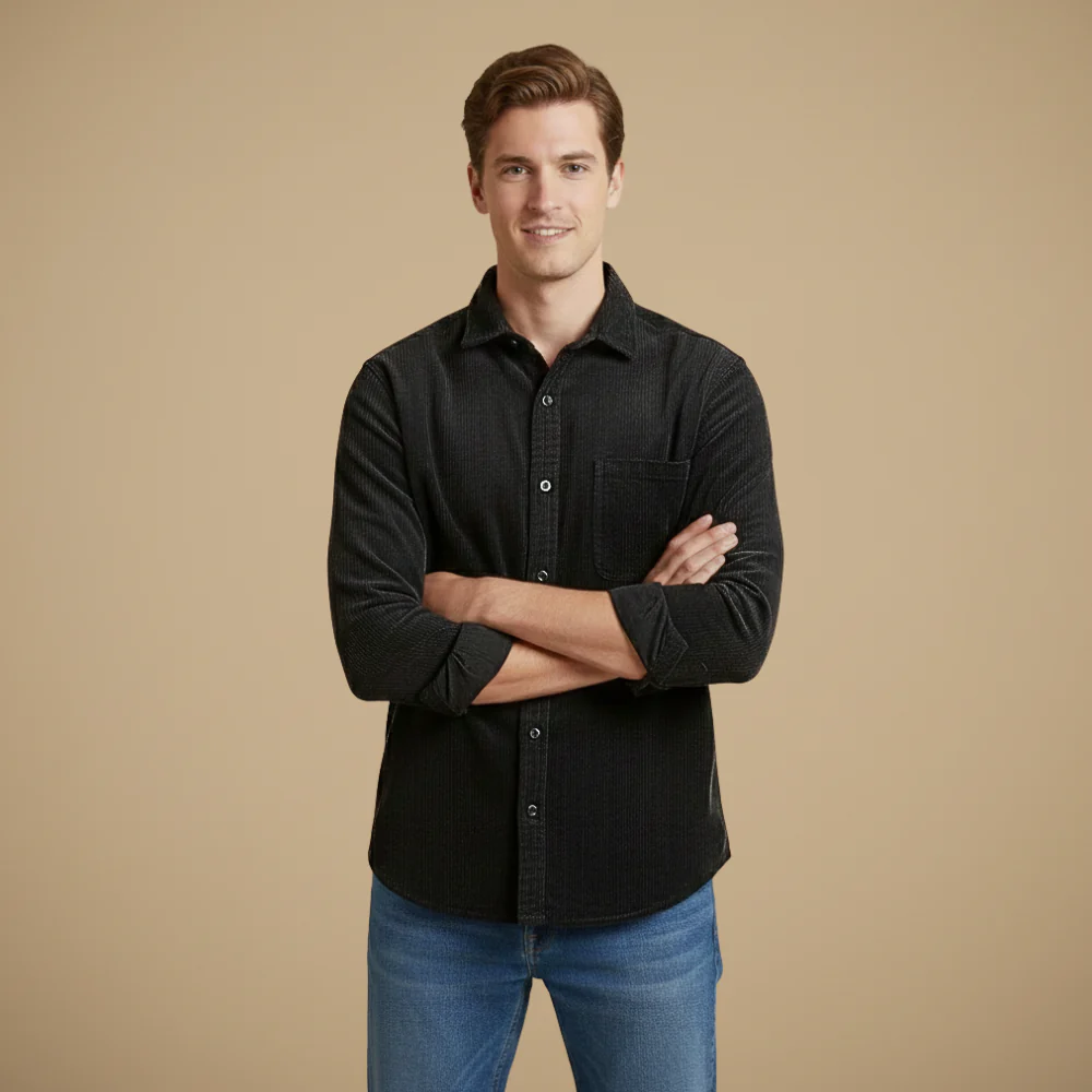 Men's Vintage Long Sleeve Corduroy Shirt Fashion Grand