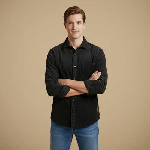 Men's Vintage Long Sleeve Corduroy Shirt Fashion Grand