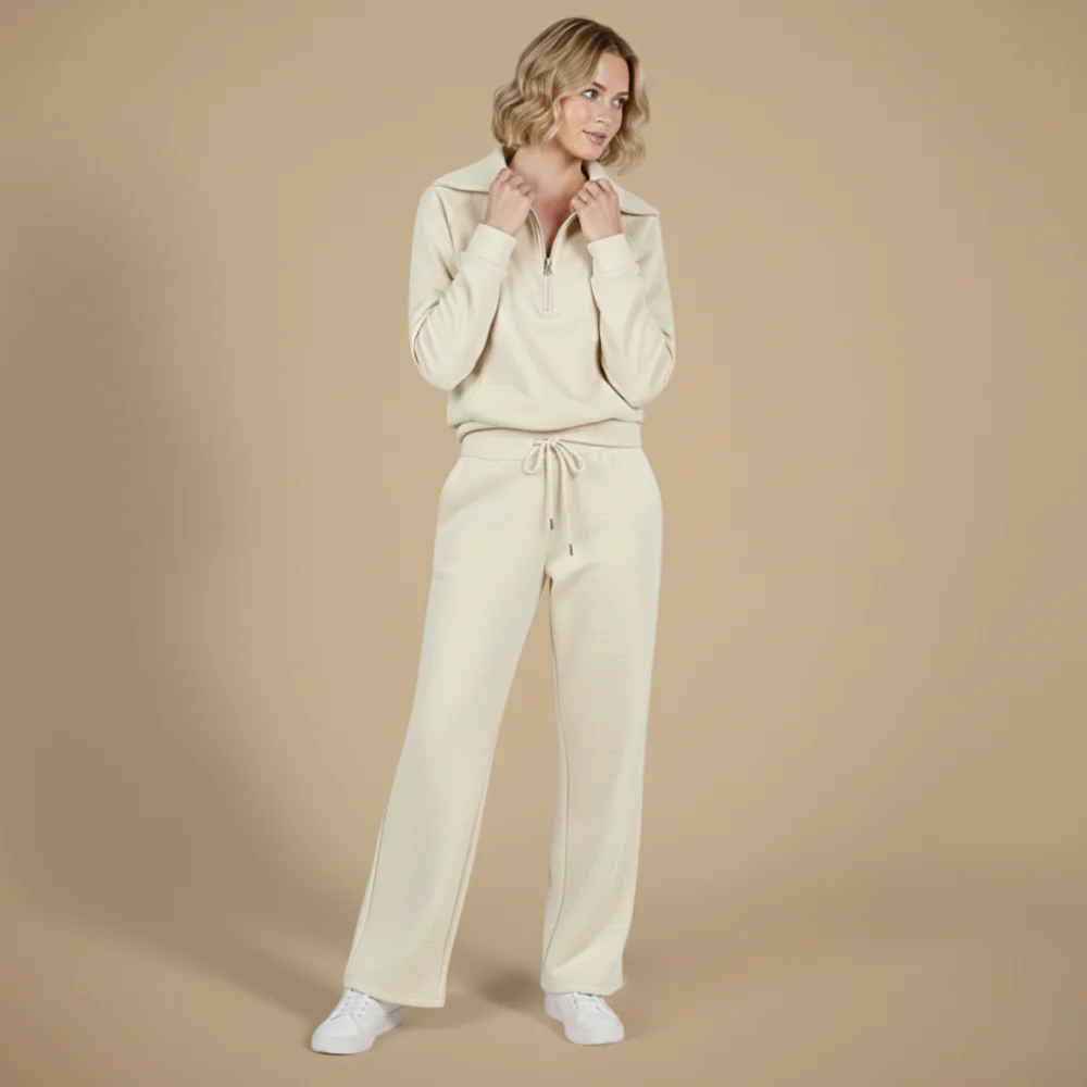 Women's casual quarter zip-up tracksuit set